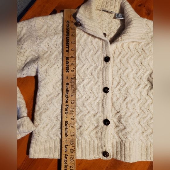 Brass Plum By Nordstrom Vintage 1990s Crop Wool Chunky Knit Cardigan Size Medium - Picture 7 of 10